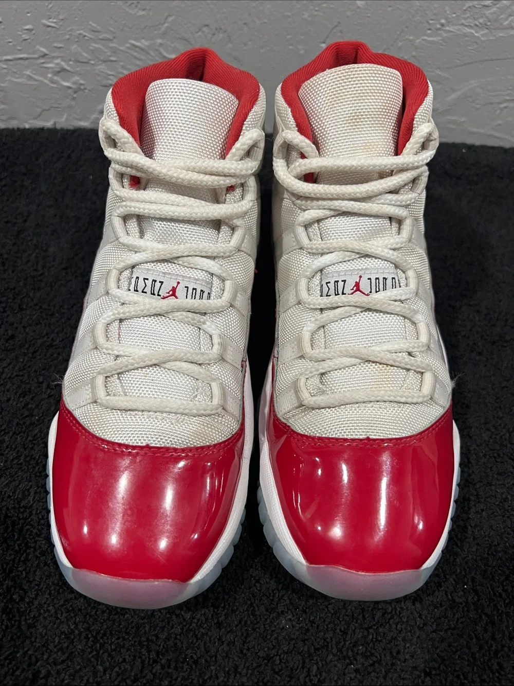 🔥🏀 NIKE AIR JORDAN 11 Retro High Patent Cherry Red White Big Kids Sz 6.5Y - EUC